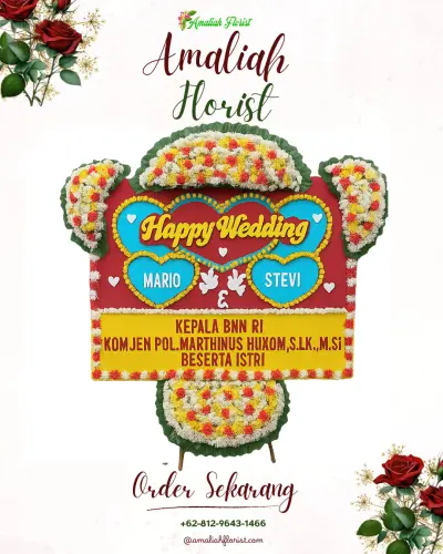 Karangan Papan Bunga Pernikahan di Cijunti